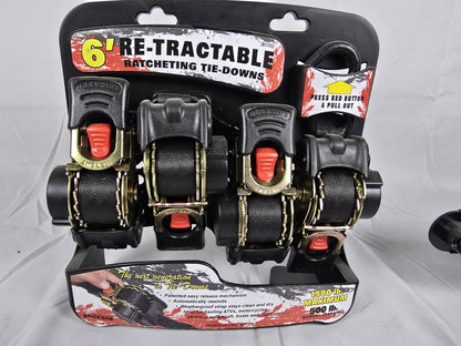 Erickson Retactable Ratchet Straps 6' - 500lb - qty 4