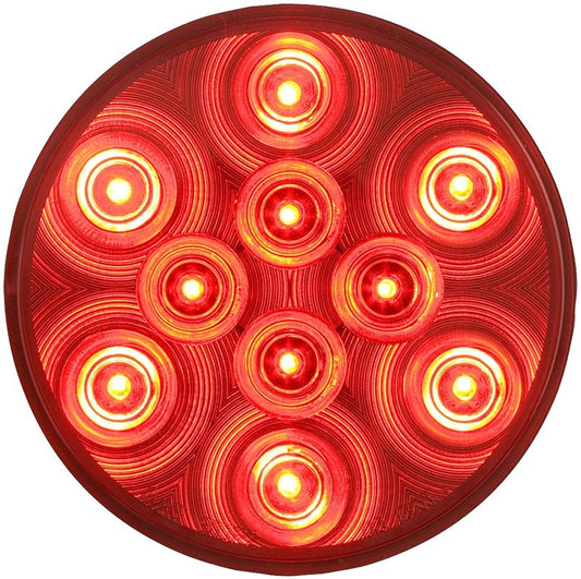 Optronics LED Stop, Turn & Tail Light, 4" Red Round, 10 Diode, Grommet Mount