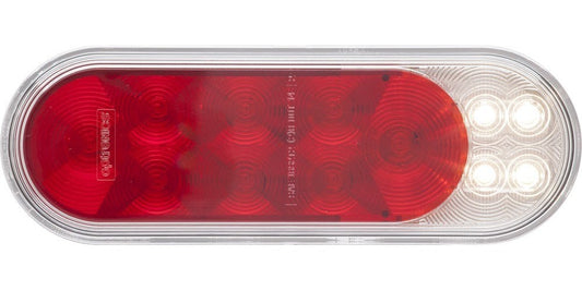 Optronics® LED Stop, Turn & Tail with Backup 6" Wide Red / White Oval 16-Bulb Fusion® LED Light Kit with plug and Light Bracket
